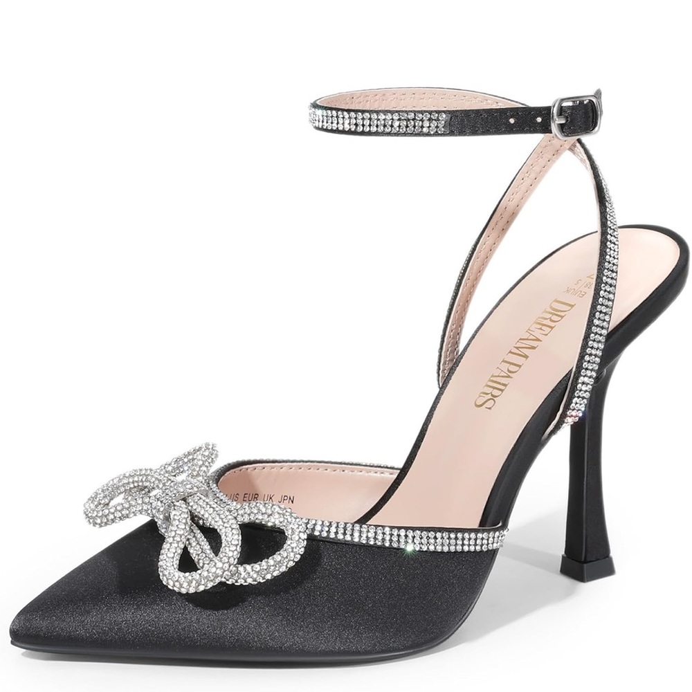 Dream Paris Elegant Black Rhinestone Heels